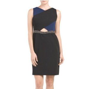 Pamella Roland Black and Blue Mini Dress